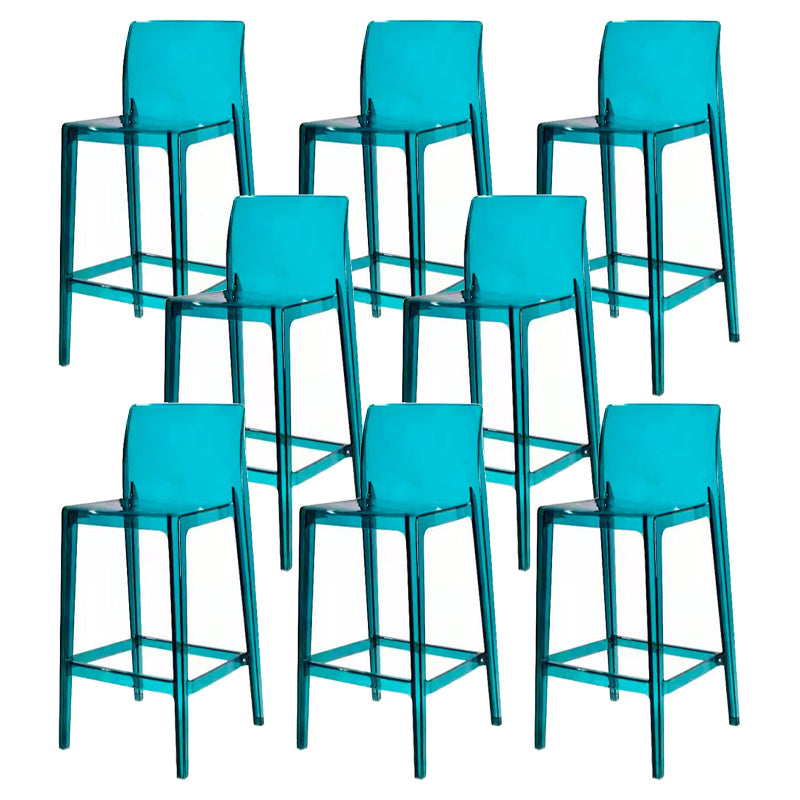 Contemporary Acrylic Counter Chair Low Back Indoor Bar Stools Lake Blue 8 Piece Set Bar Stool(30"H) Clearhalo 'Bar Furniture' 'Bar Stools' 'bar_stools' 'furn' 'furn_bar_stools' 'Furniture' 'Kitchen & Dining Furniture' 7500039