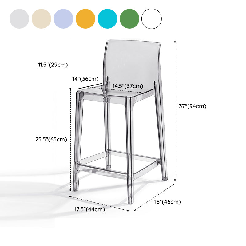 Contemporary Acrylic Counter Chair Low Back Indoor Bar Stools Clearhalo 'Bar Furniture' 'Bar Stools' 'bar_stools' 'furn' 'furn_bar_stools' 'Furniture' 'Kitchen & Dining Furniture' 7500040