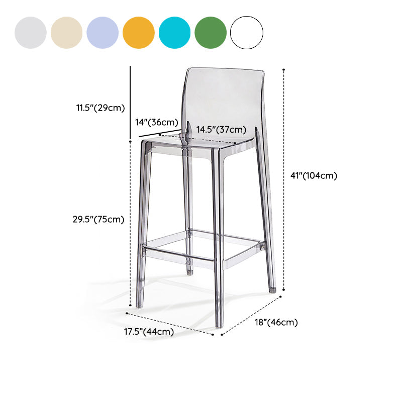 Contemporary Acrylic Counter Chair Low Back Indoor Bar Stools Clearhalo 'Bar Furniture' 'Bar Stools' 'bar_stools' 'furn' 'furn_bar_stools' 'Furniture' 'Kitchen & Dining Furniture' 7500041