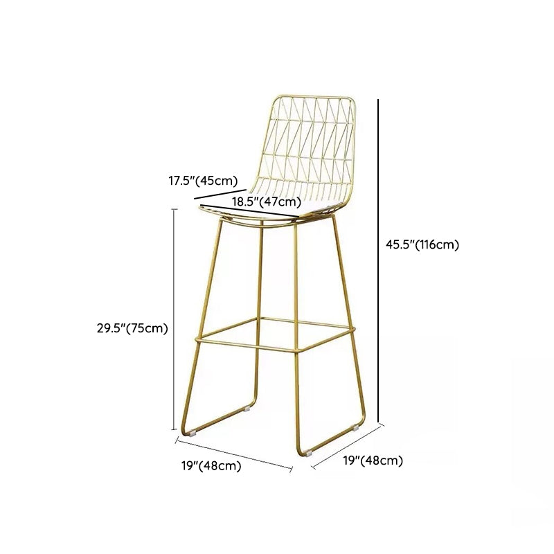 Armloze eetgelegen Glam lage achterste barkrukken met gouden metalen basis