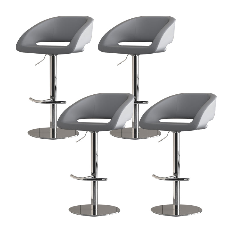 Contemporary Style Metal Bar Stool Footrest Counter Stool for Indoor Grey 4 Piece Set Clearhalo 'Bar Furniture' 'Bar Stools' 'bar_stools' 'furn' 'furn_bar_stools' 'Furniture' 'Kitchen & Dining Furniture' 7500157