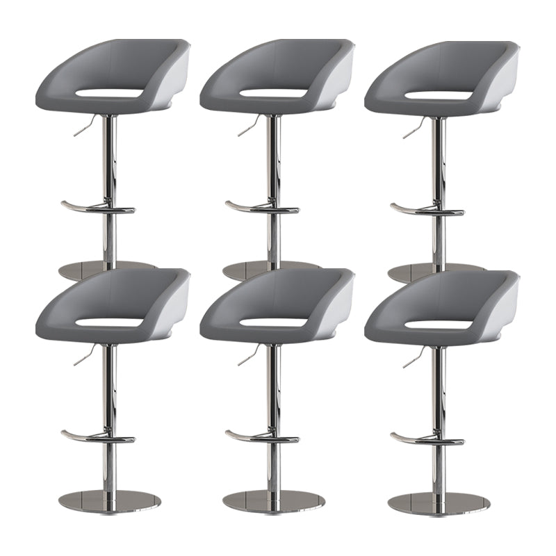 Contemporary Style Metal Bar Stool Footrest Counter Stool for Indoor Grey 6 Piece Set Clearhalo 'Bar Furniture' 'Bar Stools' 'bar_stools' 'furn' 'furn_bar_stools' 'Furniture' 'Kitchen & Dining Furniture' 7500159