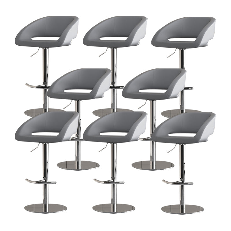 Contemporary Style Metal Bar Stool Footrest Counter Stool for Indoor Grey 8 Piece Set Clearhalo 'Bar Furniture' 'Bar Stools' 'bar_stools' 'furn' 'furn_bar_stools' 'Furniture' 'Kitchen & Dining Furniture' 7500161
