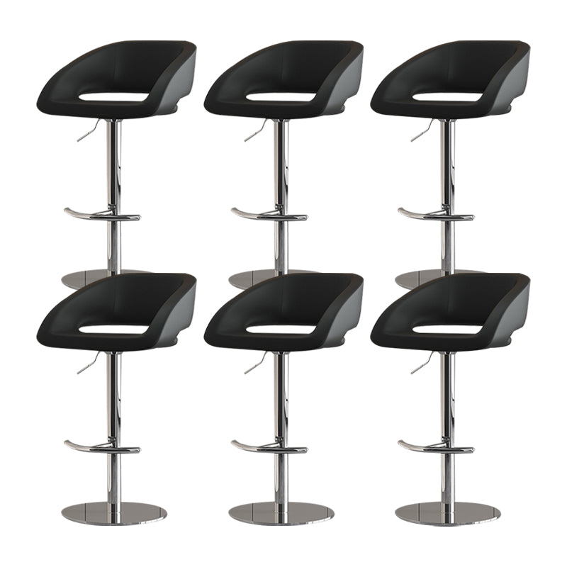 Contemporary Style Metal Bar Stool Footrest Counter Stool for Indoor Black 6 Piece Set Clearhalo 'Bar Furniture' 'Bar Stools' 'bar_stools' 'furn' 'furn_bar_stools' 'Furniture' 'Kitchen & Dining Furniture' 7500167
