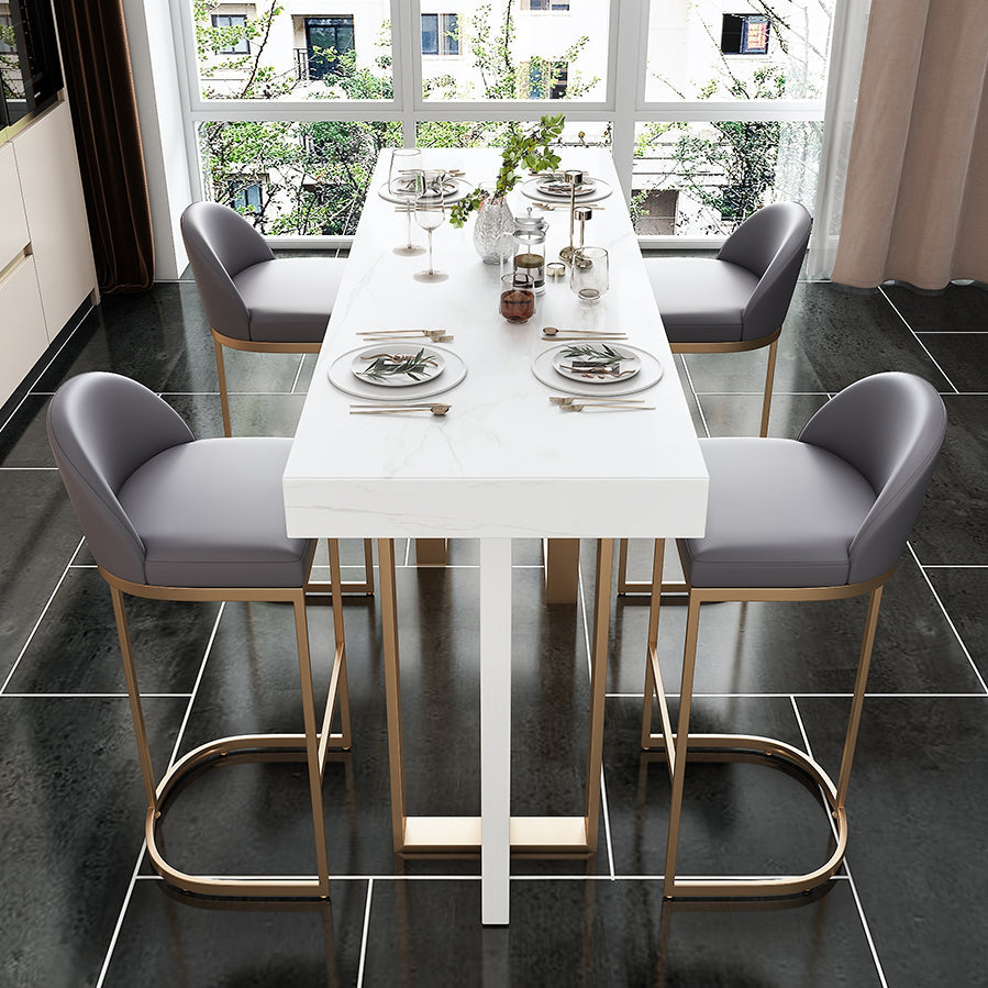 Modern Rectangle Bar Table Set 1/5 Pcs White Faux Marble Bar Table Set Clearhalo 'Bar Furniture' 'furn' 'furn_home_bar_bar_sets' 'Furniture' 'Home Bars & Bar Sets' 'home_bar_bar_sets' 'Kitchen & Dining Furniture' 7500189