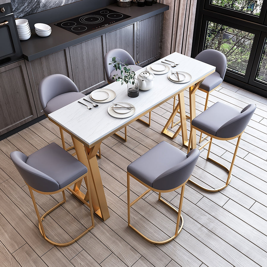 Juego de mesa de bar rectangular moderno, juego de mesa de bar de granito blanco de 1/3/5 piezas