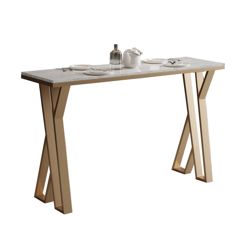 Juego de mesa de bar rectangular moderno, juego de mesa de bar de granito blanco de 1/3/5 piezas