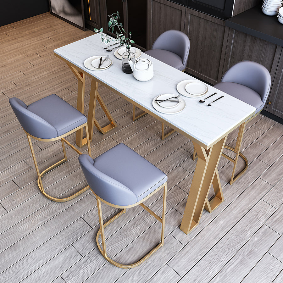 Juego de mesa de bar rectangular moderno, juego de mesa de bar de granito blanco de 1/3/5 piezas