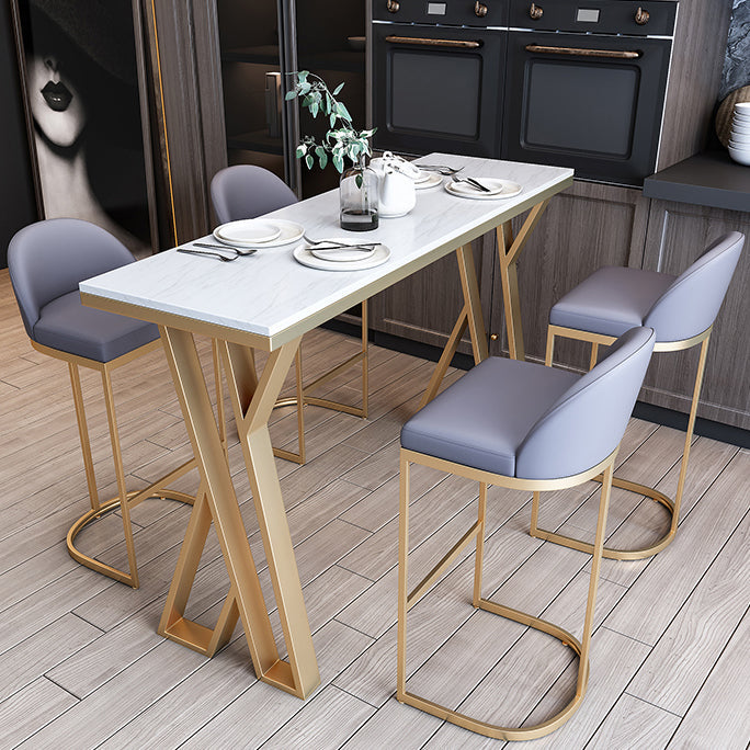 Juego de mesa de bar rectangular moderno, juego de mesa de bar de granito blanco de 1/3/5 piezas