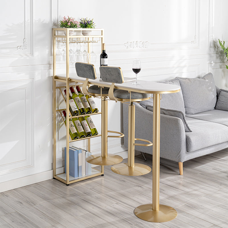 Glam Stone Pub Dining Set 1/2/3 Pcs Specialty Pub Set for Indoor Table & Chair(s) 39.4"L x 15.7"W x 41.3"H Grey Clearhalo 'Bar Furniture' 'furn' 'furn_home_bar_bar_sets' 'Furniture' 'Home Bars & Bar Sets' 'home_bar_bar_sets' 'Kitchen & Dining Furniture' 7500275