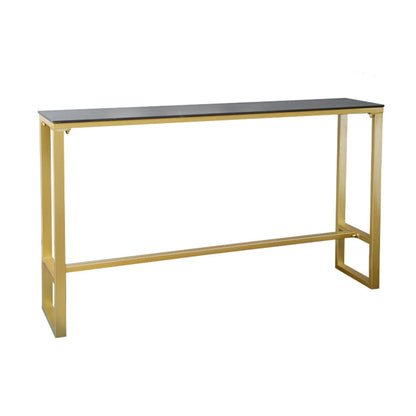 Stone Top Bar Stool Table Glam Style Pub Table with Gold Legs Black-Gold Without Chairs Clearhalo 'Bar Furniture' 'Bar Tables' 'bar_tables' 'furn' 'furn_bar_tables' 'Furniture' 'Kitchen & Dining Furniture' 7500327