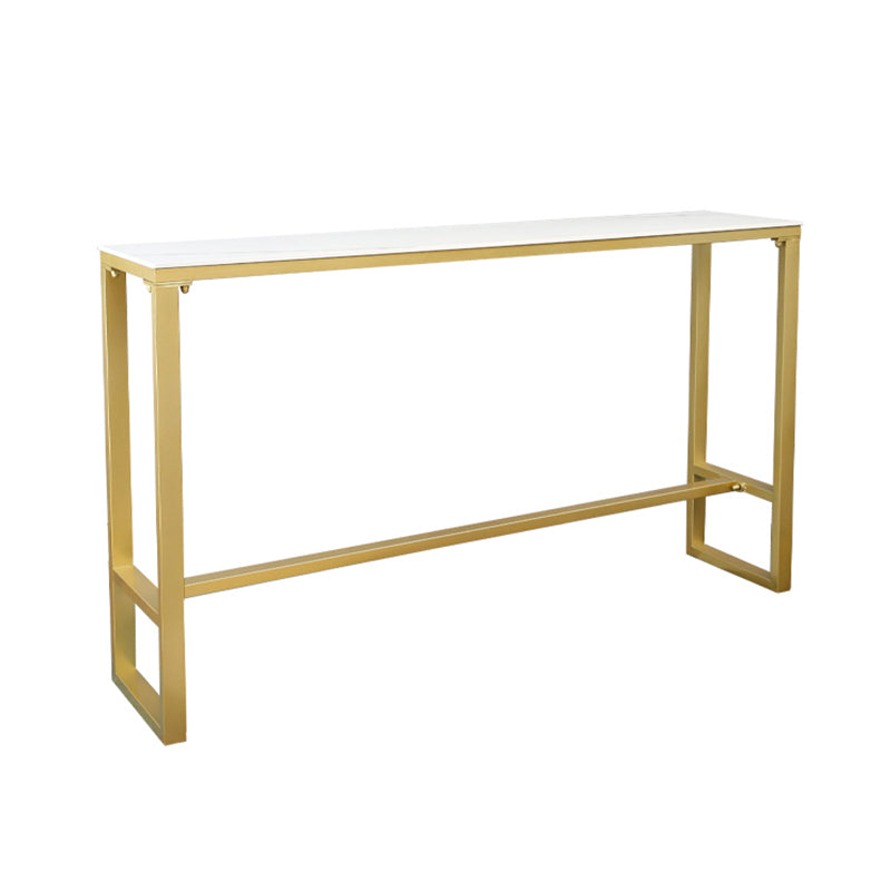Stone Top Bar Stool Table Glam Style Pub Table with Gold Legs White-Gold Without Chairs Clearhalo 'Bar Furniture' 'Bar Tables' 'bar_tables' 'furn' 'furn_bar_tables' 'Furniture' 'Kitchen & Dining Furniture' 7500328