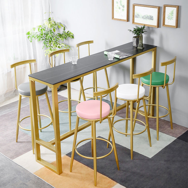 Stone Top Bar Stool Table Glam Style Pub Table with Gold Legs Clearhalo 'Bar Furniture' 'Bar Tables' 'bar_tables' 'furn' 'furn_bar_tables' 'Furniture' 'Kitchen & Dining Furniture' 7500335