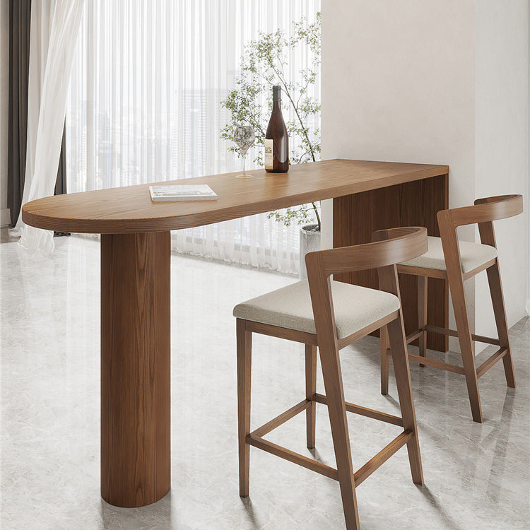 Double Pedestal Counter Height Dining Table Brown Counter Wine Table Clearhalo 'Bar Furniture' 'Bar Tables' 'bar_tables' 'furn' 'furn_bar_tables' 'Furniture' 'Kitchen & Dining Furniture' 7500403