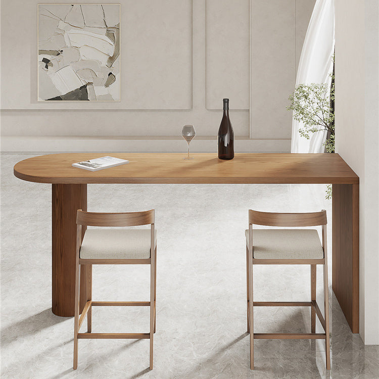 Double Pedestal Counter Height Dining Table Brown Counter Wine Table Clearhalo 'Bar Furniture' 'Bar Tables' 'bar_tables' 'furn' 'furn_bar_tables' 'Furniture' 'Kitchen & Dining Furniture' 7500408