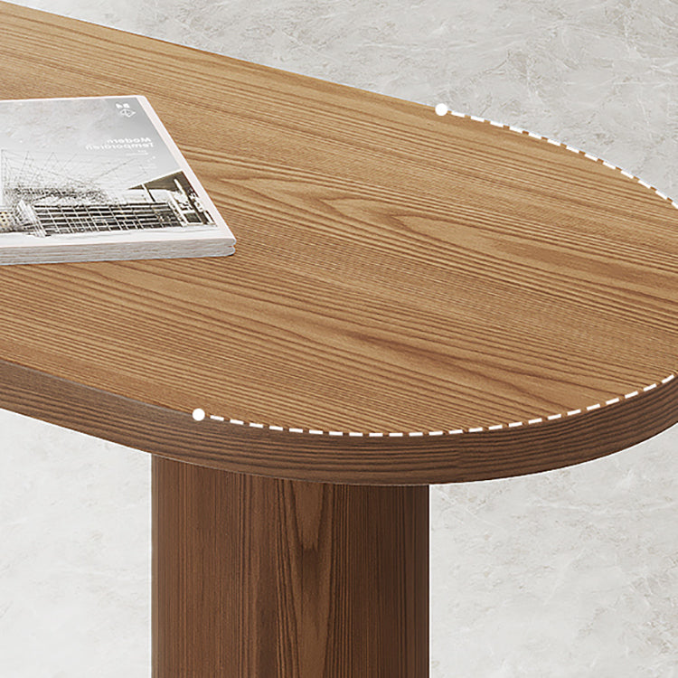 Double Pedestal Counter Height Dining Table Brown Counter Wine Table Clearhalo 'Bar Furniture' 'Bar Tables' 'bar_tables' 'furn' 'furn_bar_tables' 'Furniture' 'Kitchen & Dining Furniture' 7500415