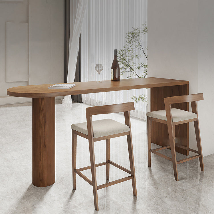 Double Pedestal Counter Height Dining Table Brown Counter Wine Table Clearhalo 'Bar Furniture' 'Bar Tables' 'bar_tables' 'furn' 'furn_bar_tables' 'Furniture' 'Kitchen & Dining Furniture' 7500417
