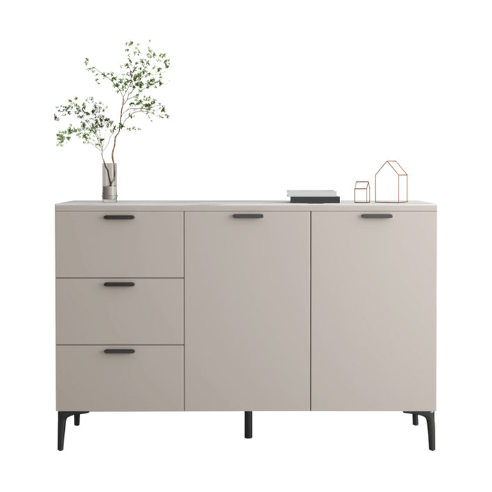 Contemporary Sideboard Cabinet Solid Wood Sideboard Table with Doors for Dining Room 55"L x 10"W x 36"H Stone Clearhalo 'buffet_sideboard' 'Buffets & Sideboards' 'furn' 'furn_buffet_sideboard' 'Furniture' 'Kitchen & Dining Furniture' 7500762