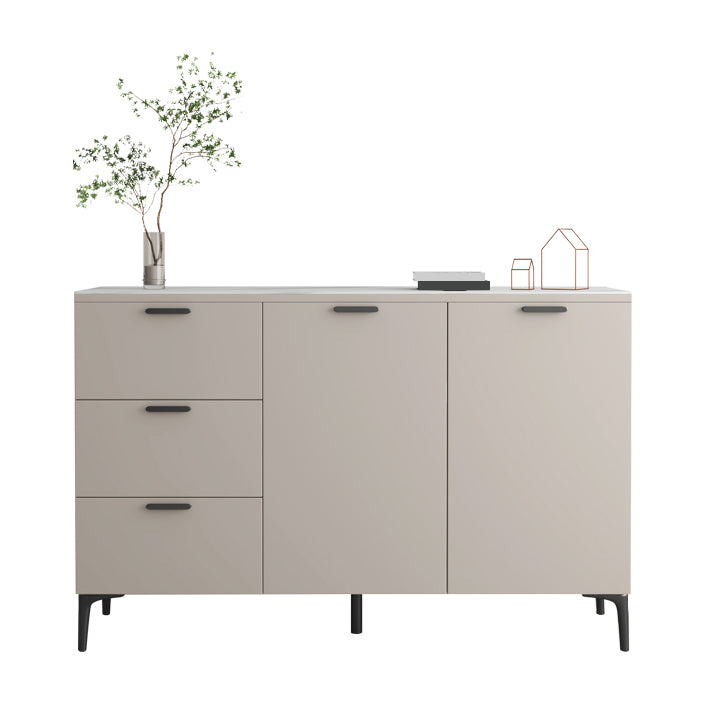 Contemporary Sideboard Cabinet Solid Wood Sideboard Table with Doors for Dining Room 55"L x 14"W x 36"H Stone Clearhalo 'buffet_sideboard' 'Buffets & Sideboards' 'furn' 'furn_buffet_sideboard' 'Furniture' 'Kitchen & Dining Furniture' 7500765