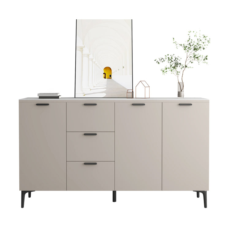 Contemporary Sideboard Cabinet Solid Wood Sideboard Table with Doors for Dining Room 63"L x 10"W x 36"H Stone Clearhalo 'buffet_sideboard' 'Buffets & Sideboards' 'furn' 'furn_buffet_sideboard' 'Furniture' 'Kitchen & Dining Furniture' 7500766