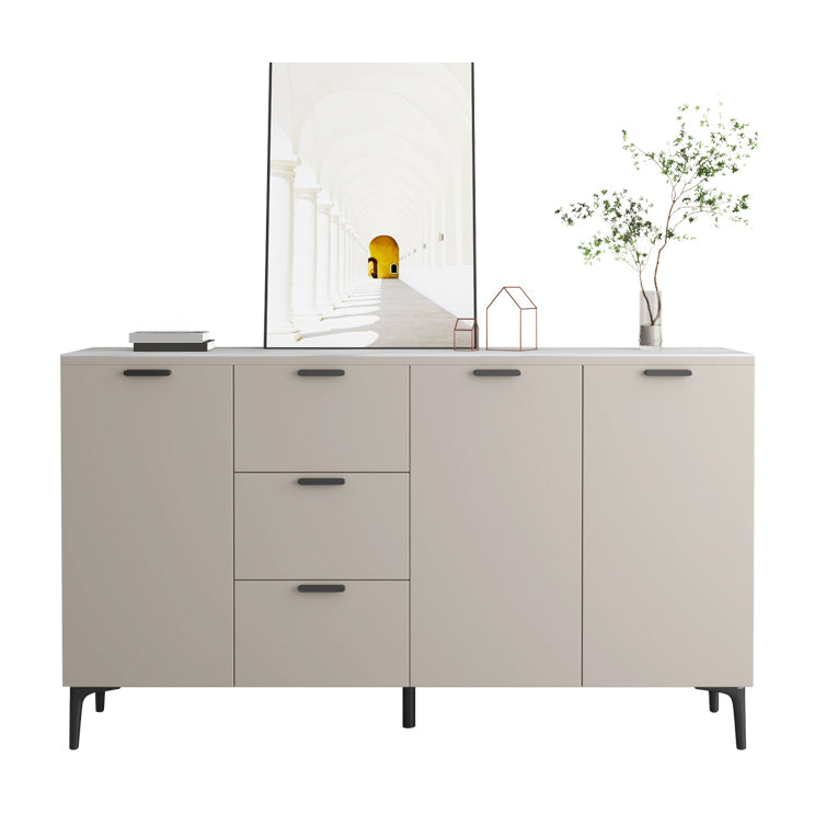Contemporary Sideboard Cabinet Solid Wood Sideboard Table with Doors for Dining Room 63"L x 14"W x 36"H Stone Clearhalo 'buffet_sideboard' 'Buffets & Sideboards' 'furn' 'furn_buffet_sideboard' 'Furniture' 'Kitchen & Dining Furniture' 7500767