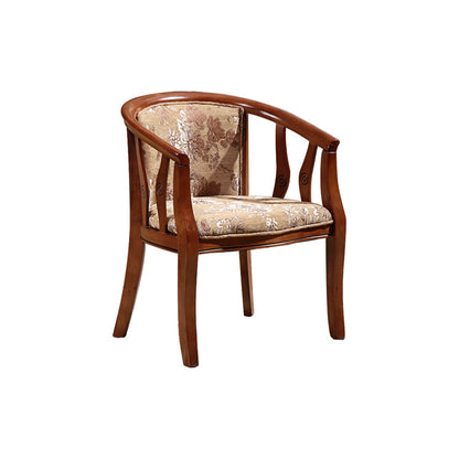 Silla de brazo de brazo de comedor de marco de madera maciza cubierta