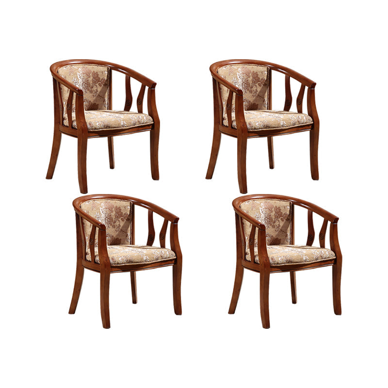 Silla de brazo de brazo de comedor de marco de madera maciza cubierta