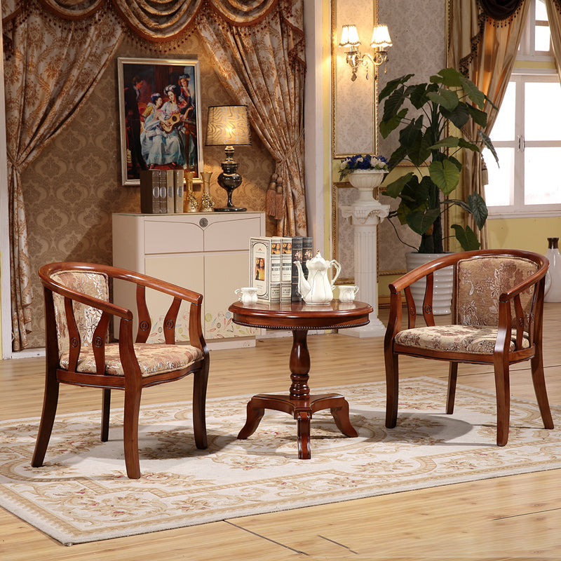 Silla de brazo de brazo de comedor de marco de madera maciza cubierta