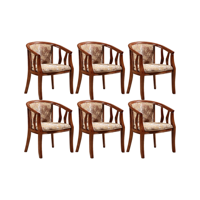 Silla de brazo de brazo de comedor de marco de madera maciza cubierta