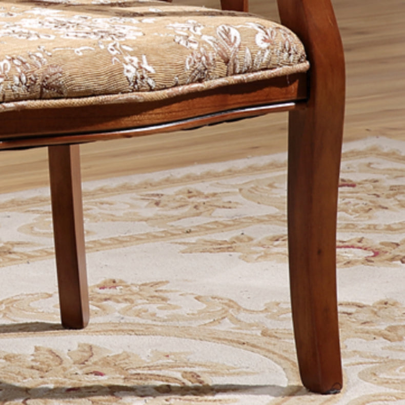 Silla de brazo de brazo de comedor de marco de madera maciza cubierta