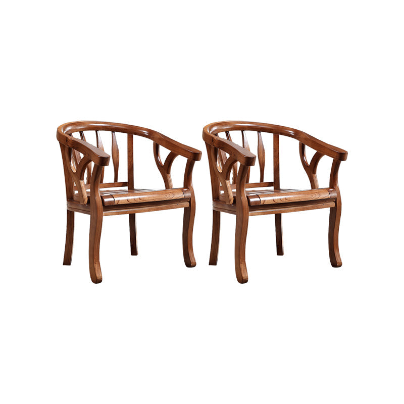 Silla de brazo de brazo de comedor de marco de madera maciza cubierta