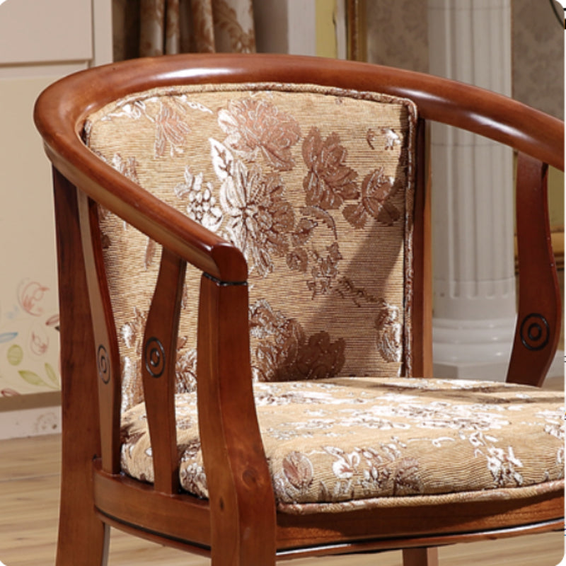 Silla de brazo de brazo de comedor de marco de madera maciza cubierta