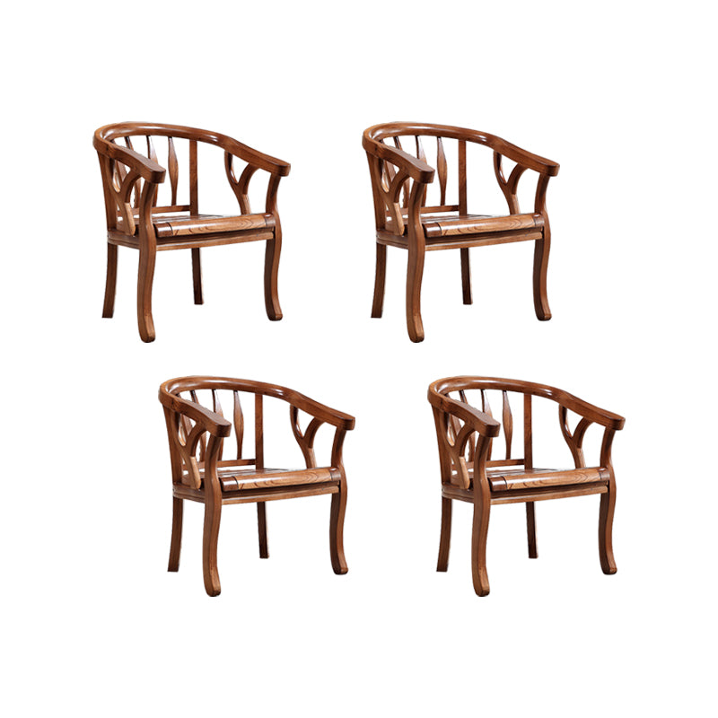 Silla de brazo de brazo de comedor de marco de madera maciza cubierta