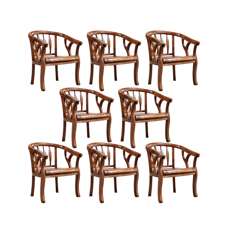 Silla de brazo de brazo de comedor de marco de madera maciza cubierta