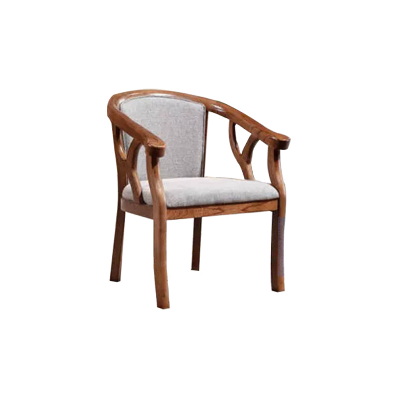 Silla de brazo de brazo de comedor de marco de madera maciza cubierta