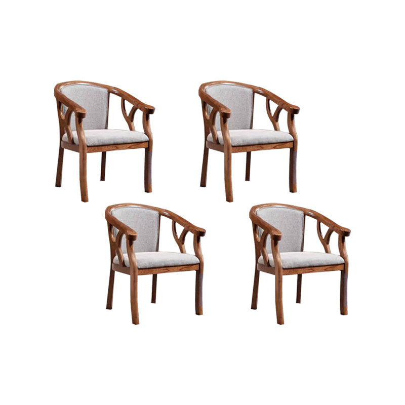 Silla de brazo de brazo de comedor de marco de madera maciza cubierta