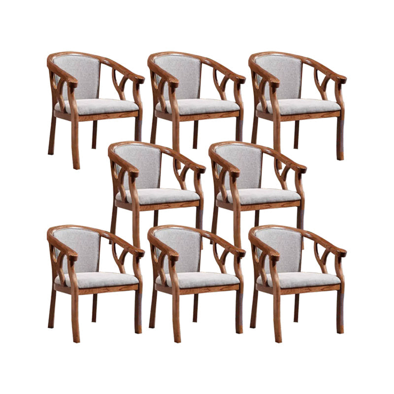 Silla de brazo de brazo de comedor de marco de madera maciza cubierta