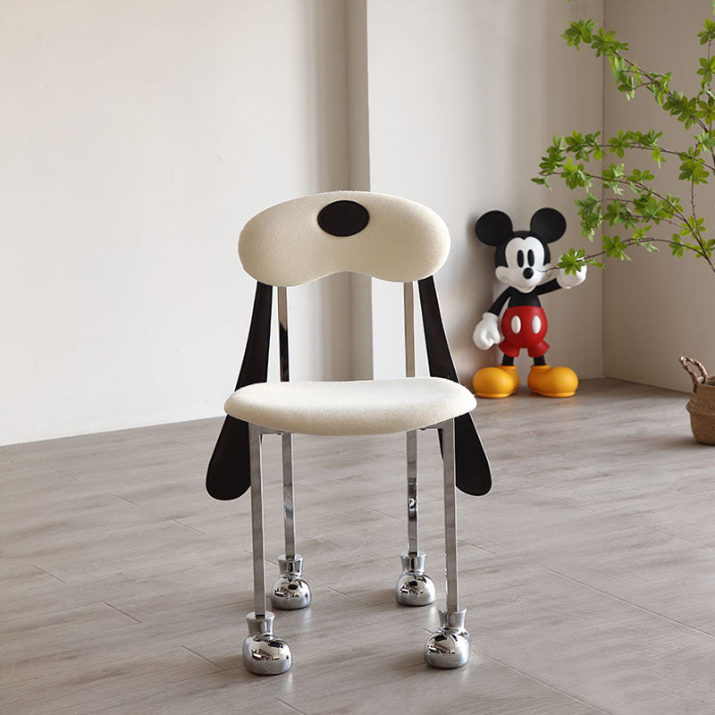 Contemporary Upholstered Armless Chair Home Silver Legs Dining Chair