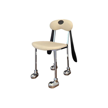 Contemporary Upholstered Armless Chair Home Silver Legs Dining Chair