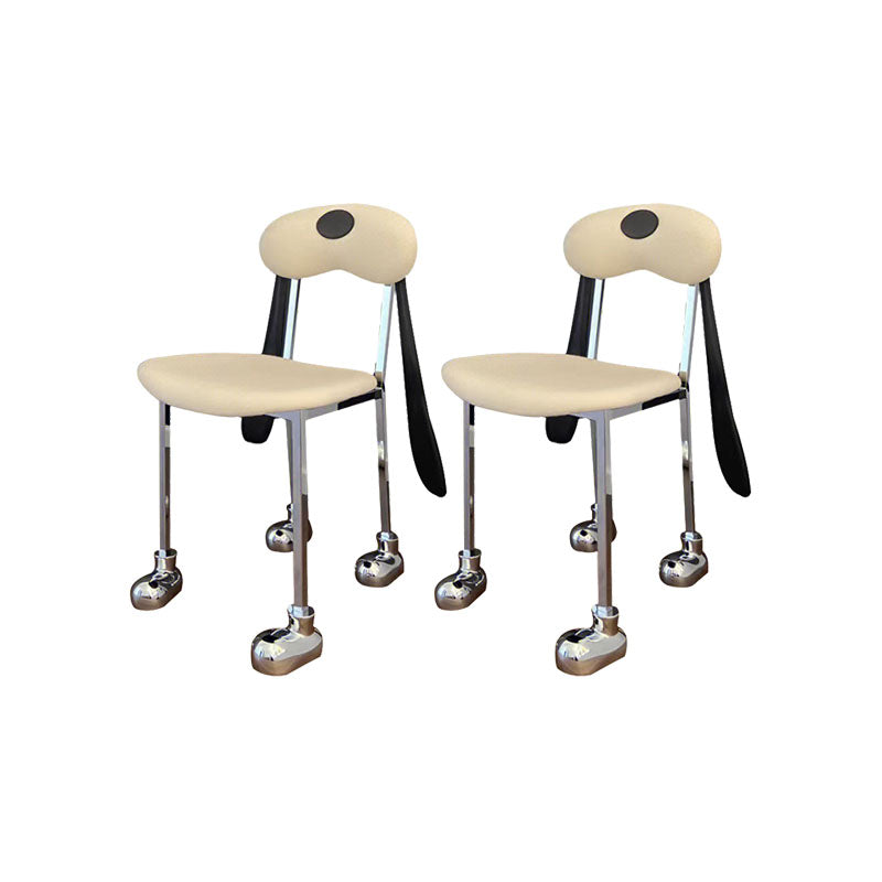 Contemporary Upholstered Armless Chair Home Silver Legs Dining Chair