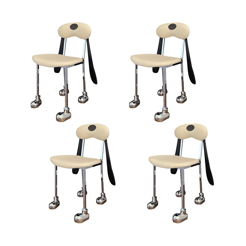 Contemporary Upholstered Armless Chair Home Silver Legs Dining Chair