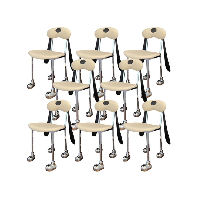 Contemporary Upholstered Armless Chair Home Silver Legs Dining Chair