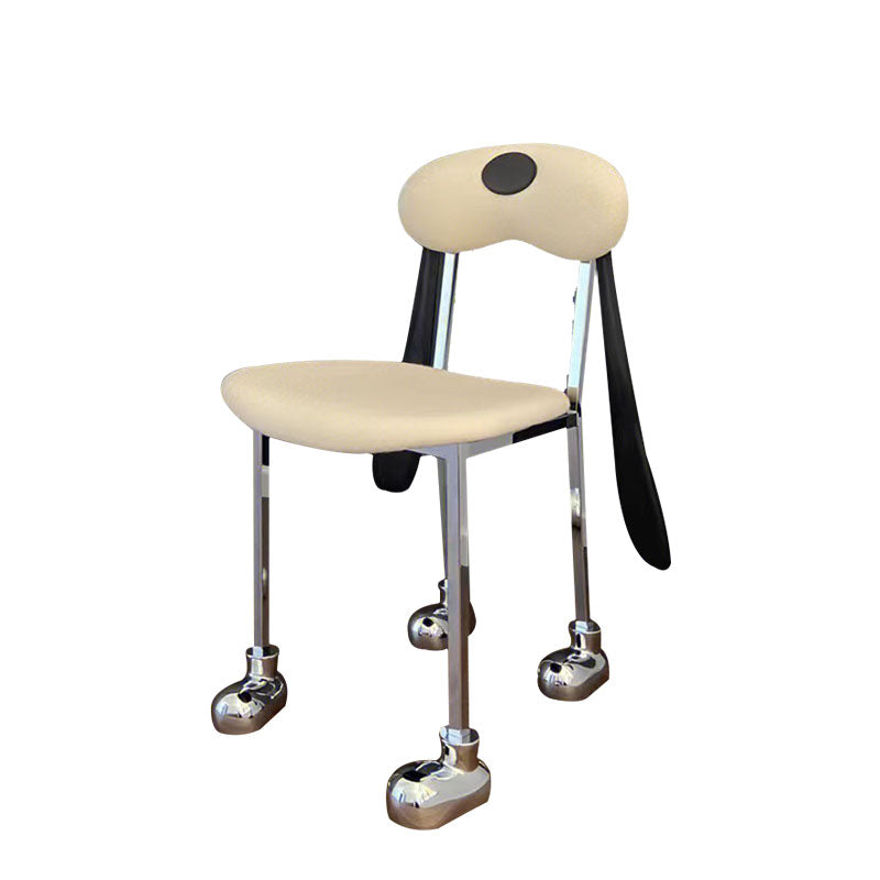 Contemporary Upholstered Armless Chair Home Silver Legs Dining Chair