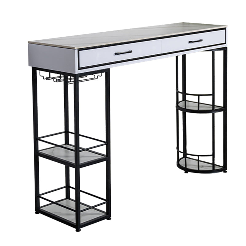 Glam Stone Rectangle Counter Table 1/3 Pieces Bar Table Set for Living Room Table White-Black Clearhalo 'Bar Furniture' 'furn' 'furn_home_bar_bar_sets' 'Furniture' 'Home Bars & Bar Sets' 'home_bar_bar_sets' 'Kitchen & Dining Furniture' 7508271