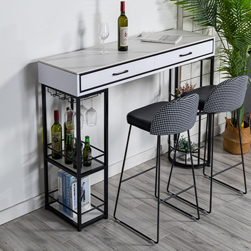 Glam Stone Rectangle Counter Table 1/3 Pieces Bar Table Set for Living Room Clearhalo 'Bar Furniture' 'furn' 'furn_home_bar_bar_sets' 'Furniture' 'Home Bars & Bar Sets' 'home_bar_bar_sets' 'Kitchen & Dining Furniture' 7508275