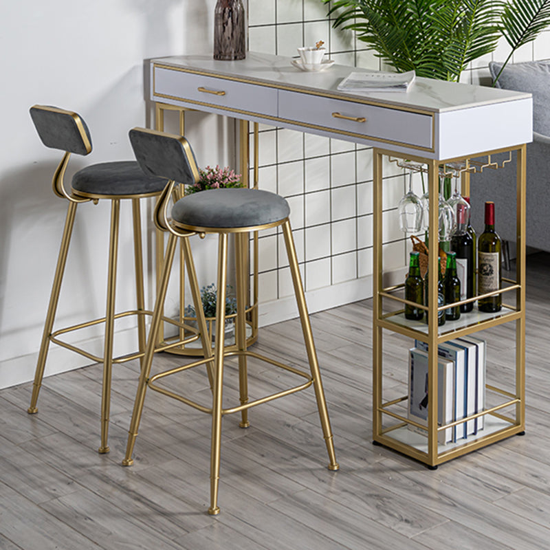 Glam Stone Rectangle Counter Table 1/3 Pieces Bar Table Set for Living Room Table & Chair(s) Grey Clearhalo 'Bar Furniture' 'furn' 'furn_home_bar_bar_sets' 'Furniture' 'Home Bars & Bar Sets' 'home_bar_bar_sets' 'Kitchen & Dining Furniture' 7508277