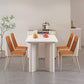 White Rectangle Dining Table Double Pedestal Table for Kitchen Dining Room