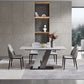 Rectangle Stone Top Dining Table Metal Pedestal Dining Table for Dining Room Clearhalo 'Dining Tables & Seating' 'Dining Tables' 'dining_table' 'furn' 'furn_dining_table' 'Furniture' 'Kitchen & Dining Furniture' 7508840