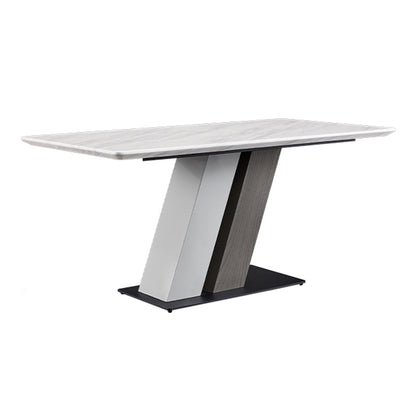 Rectangle Stone Top Dining Table Metal Pedestal Dining Table for Dining Room Without Chairs Clearhalo 'Dining Tables & Seating' 'Dining Tables' 'dining_table' 'furn' 'furn_dining_table' 'Furniture' 'Kitchen & Dining Furniture' 7508841