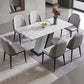 Rectangle Stone Top Dining Table Metal Pedestal Dining Table for Dining Room Clearhalo 'Dining Tables & Seating' 'Dining Tables' 'dining_table' 'furn' 'furn_dining_table' 'Furniture' 'Kitchen & Dining Furniture' 7508842